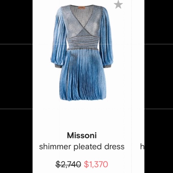 Missoni Blue Grey Shimmer Pleated Mini Dress Sz S - Picture 8 of 8